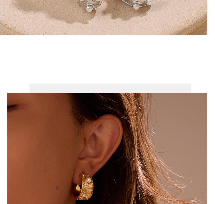 European & American Fashion C-Shaped Diamond Geometric Stainless Steel Earrings: Light Luxury, High-End Temperament