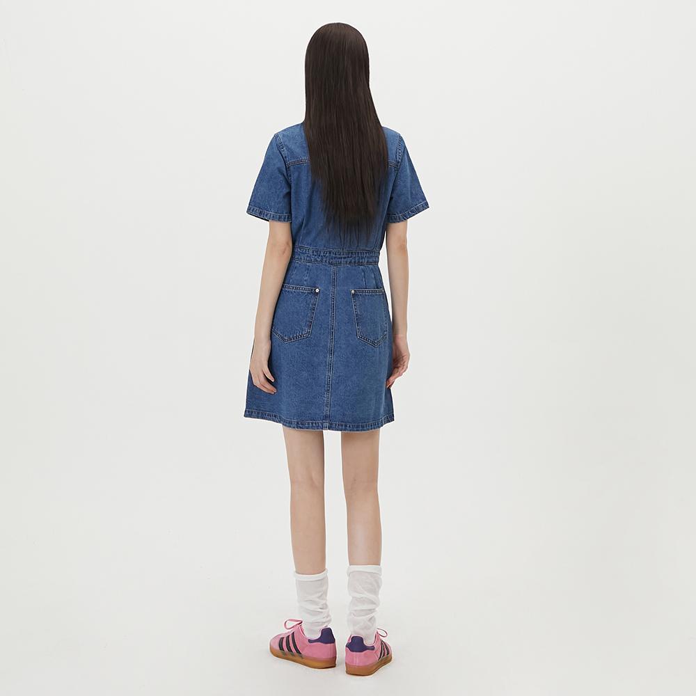 LAP Kurzarm Hemdkleid Mini Denim Kleid Ar2Do460