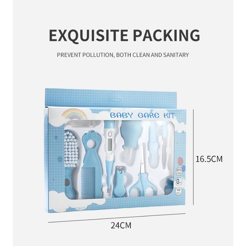 Babybürste Kamm Nasensauger Set Thermometer Werkzeug Pflege 10-teiliges Set Sorgfältige Pflege von Kleinkindern zu Hause Immer tägliche Notwendigkeiten griffbereit haben