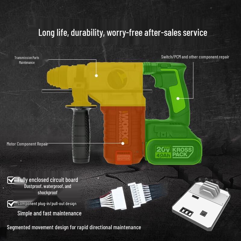 WORX WU388 20V Brushless Cordless Rotary Hammer Drill Kit CN plug (adapter included)