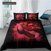 Rose Duvet Cover Collection Red And White Rose Bedding Collection For Lover Couple Polyester Comforter Cover ValentineS Day Gift King Size