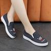 sapatos femininas women cute round toe black canvas anti skid spring slip on loafers student school blue shoes  ab121