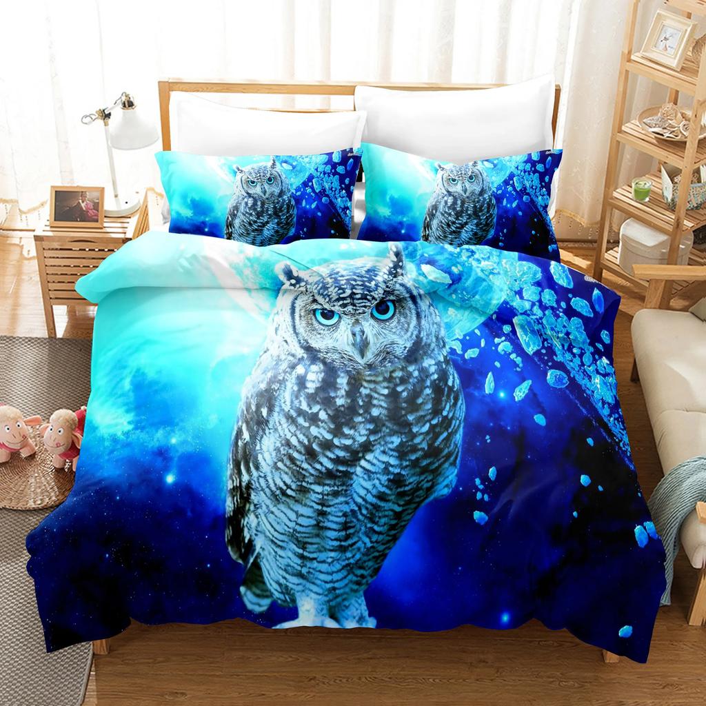 3D Print Bedclothes Lovely Owl Beding Soft Duvet Cover featuring Pilowcases 140*210 Single Double Sized Dimensions Lovely Bed Linen Sets for Boy