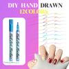 Nail Art Marker Set 12 Pieces Water-Based Quick-Dry Nail Polish Pens Fine Tip Nail Drawing Tools for Detailed Nail Designs and Decorations