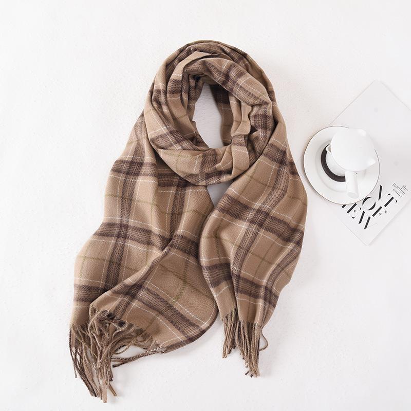 2025 New Striped Plaid Versatile Scarf Women's Winter Explosive Macaron Thickened Warm Couple Shawl Women