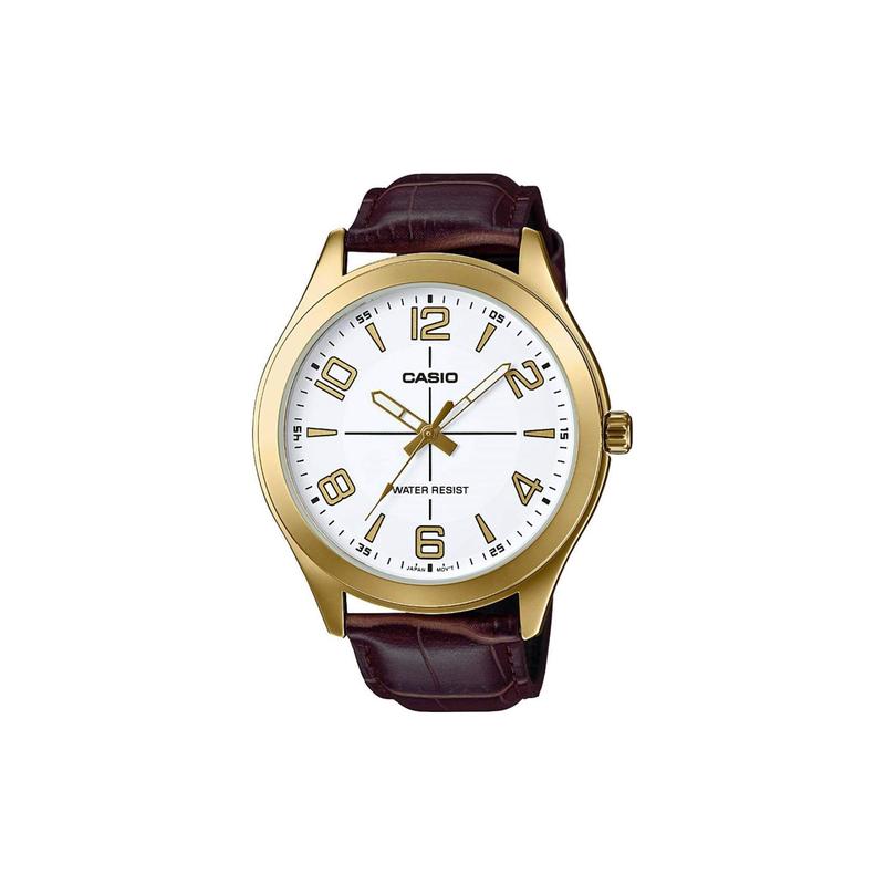 

Casio 30 meters waterproof quartz movement leather strap Japanese and Korean watch men s watch white dial MTP-VX01GL-7B белый