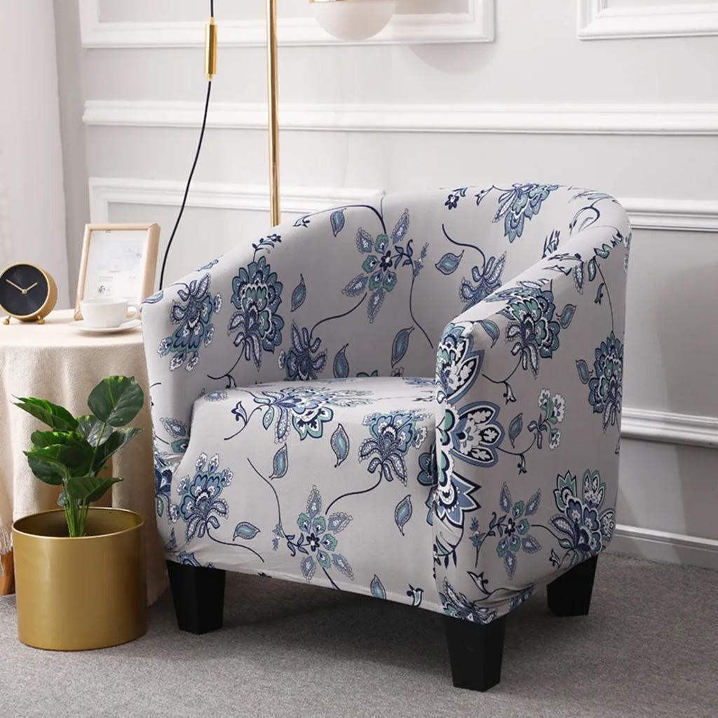 Tub Chair Cover Stretch Spandex Club Armchair Covers Office Coffee Bar Tub Sofa Slipcovers for Living Room Furniture Protector
