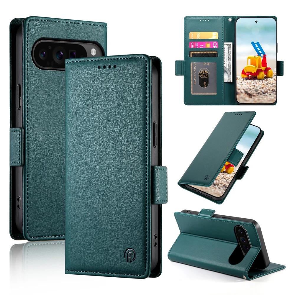 Leather Flip Phone Case For Google Pixel 10 9 Pro XL 8 7 10A 9A 8A 7A Cards Solt Holder Wallet Shockproof Stand Back Cover