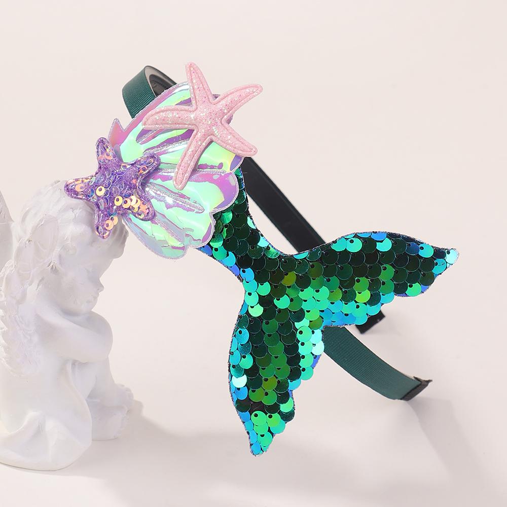 Bandeaux Sirène à Paillettes Multicouches pour Filles Arc-en-ciel Sirène Perles Bandes Cheveux Fait Main Coiffure Enfants Accessoires Bébé Enfants