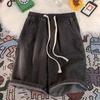 Pantalones Cortos de Verano para Hombre de Jeans Vintage Pierna Ancha Largo hasta la Rodilla Pantalones Cortos de Mezclilla de Moda Lavados Nuevos