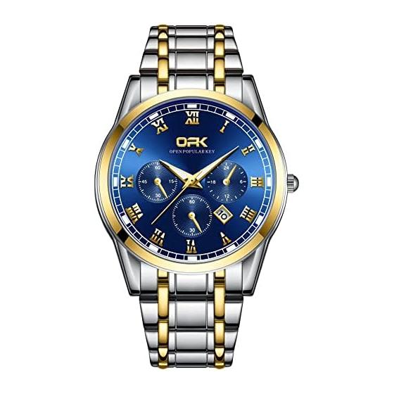 Watch Analog Business Men s Watch Waterproof Calendar men s watch Stainless Steel Strap Watch Blue