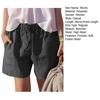 Women Summer Shorts Drawstring Elastic Waist Solid Color Loose Pockets Above Knee Length Soft Breathable Casual Beach Daily Mini Shorts