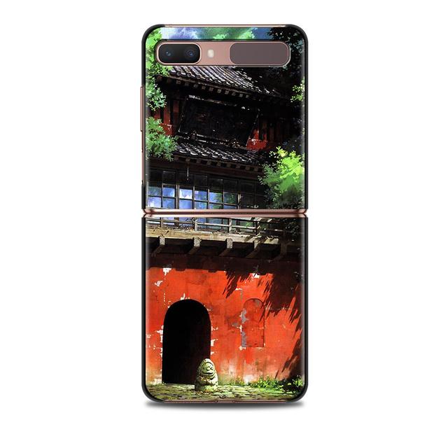 Studio Ghibli Spirited Totoro pouzdro na smartphone pro Samsung Galaxy Z Flip 3 5g zadní pouzdro na počítač Hard Capa Shell Hard Cover Fundas