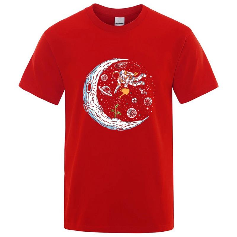 Summer Men T-shirt Cotton Blend Casual Funny Astronaut Design Print Loose O-neck T Shirt for Men Short Sleeve Male T-shirt Tees