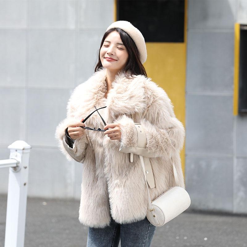 Autumn and winter new Mao Mao jacket women's imitation fox hair fashion casual warm coat