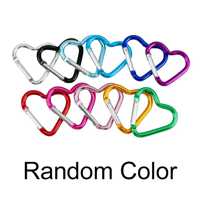 Heart-shaped Aluminum Carabiner Keychain Clip Outdoor Tools Water Bottle Keyring Hook Climbing Camping Travel Kit Hook Accessory