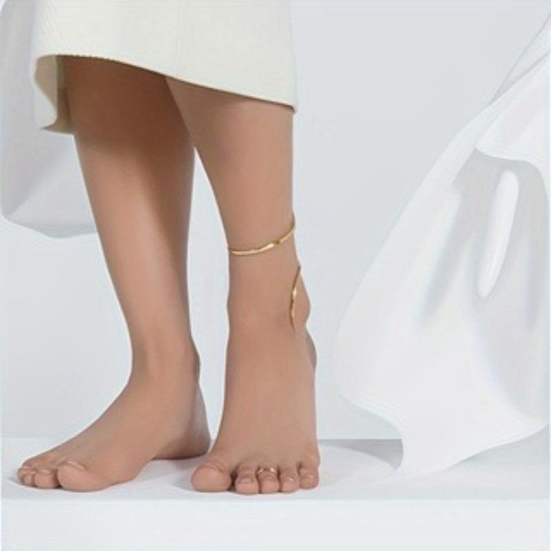 Modny i Minimalistyczny Geometryczny Zakrzywiony Otwarty Łańcuszek na Kostkę, Damski Spersonalizowany Akcesorium na Kostkę na Imprezę Świąteczną Prezent