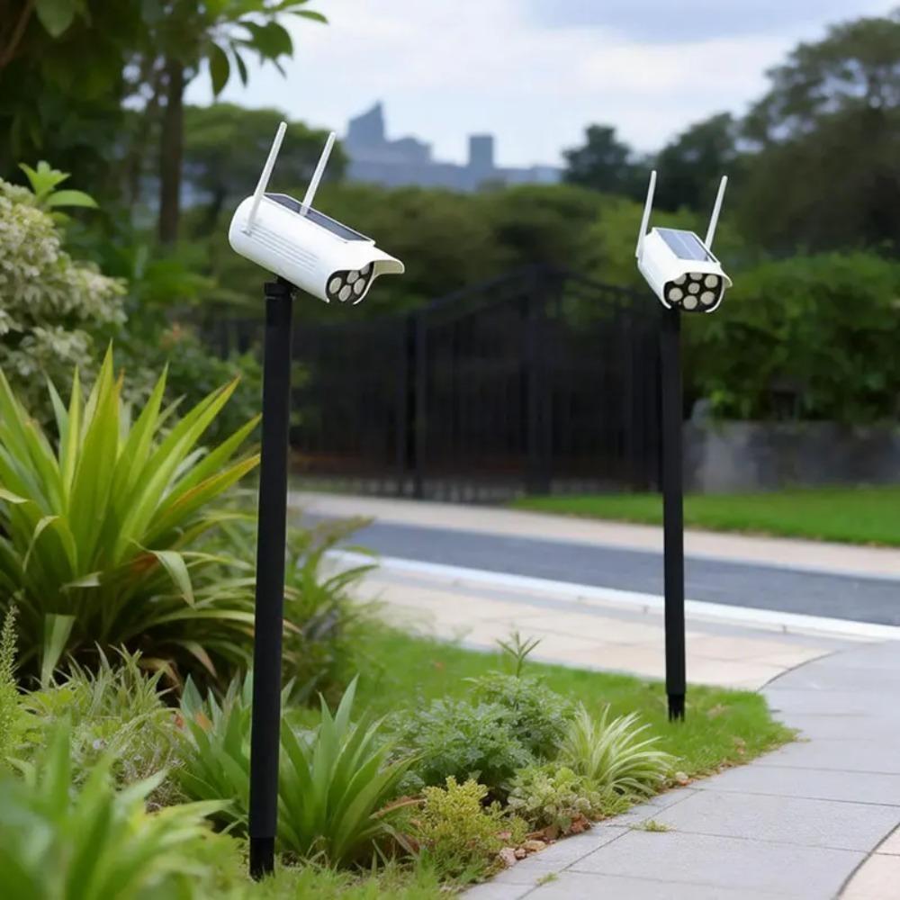 Ground Spike Solar Motion Sensor Light, 360° Rotating Outdoor Garden Light, 3 Modes Security Light with Dummy Camera & USB Dual
