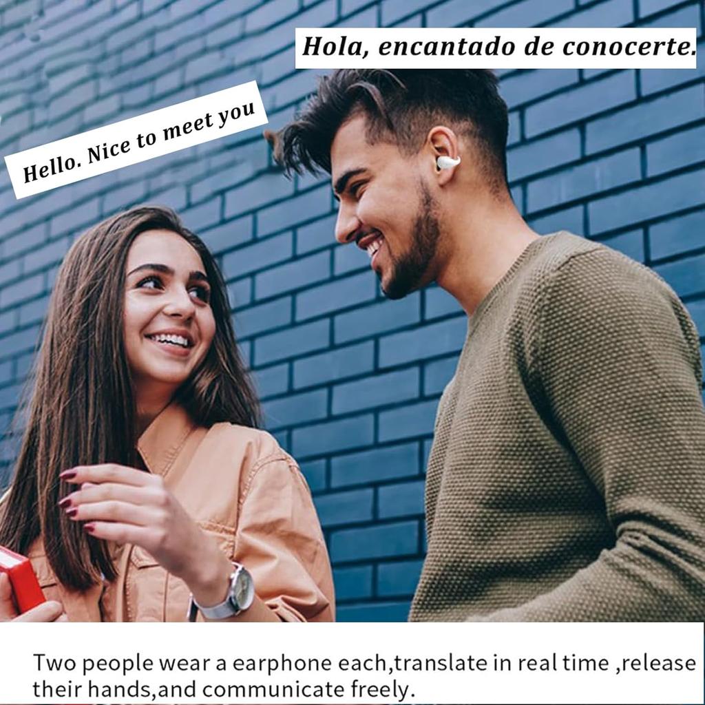 AI Language Translator Earbuds, Two Way Real-time Translation 144 Language Wireless Bluetooth Translation Headphones, APP Online Instant Voice