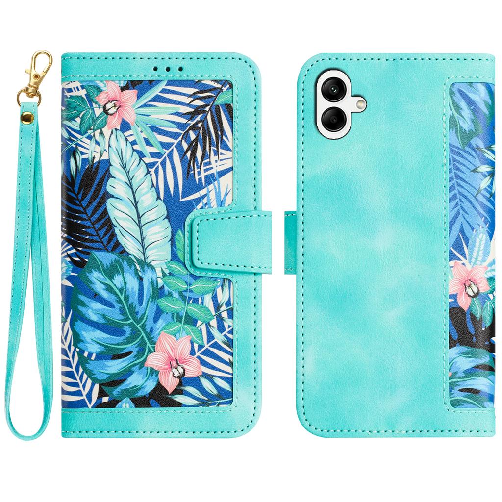 For Samsung Galaxy A06 4G Case PU Leather Floral Phone Cover with Card Slots