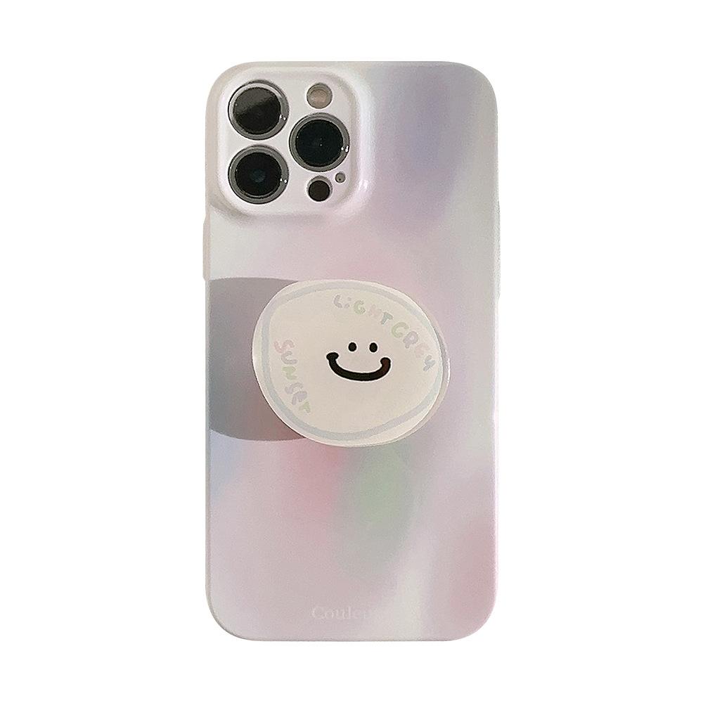 Korean Smiley Face Bracket Suitable for 14Promax IPhone Case Iphone16 Niche Cute 15 Philin11 Hard