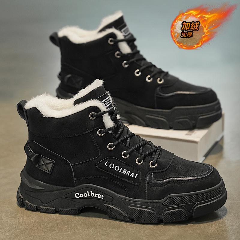 

Winter velvet Martin boots men s shoes thickened warm cotton shoes high-top tooling shoes non-slip short boots labor insurance shoes men 44