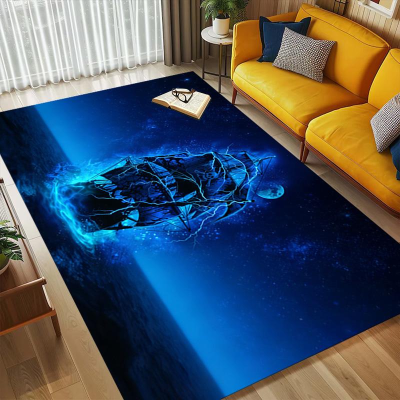Blue Ship Living Room Nonslip Area Rug Soft Carpet For Bedroom Game Playroom Sofa Office Home Decor Doormat Christmas Gift C929121