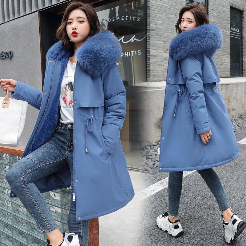 Winter New Women's Coat Padded Clothes Women's Medium and Long Large Fur Collar Down Padded Jacket Large Size Down Padded Clothes Tide