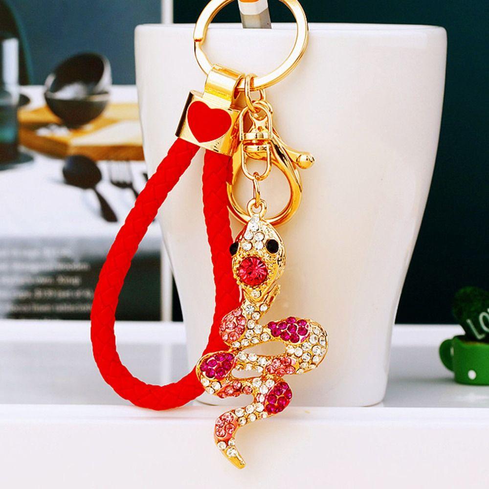 Fortune Rhinestone Snake Keychain Exquisite Women's Bag Pendant Snake Lucky Pendant New Year Gifts