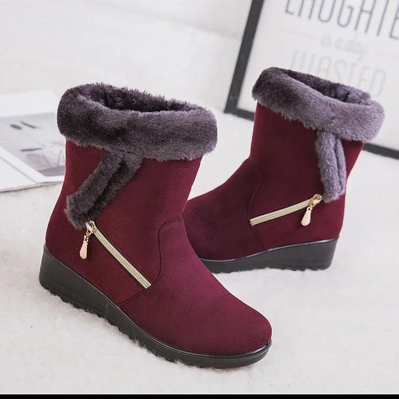 Scarpe Invernali da Donna per Esterno Calde con Pelliccia Stivali da Neve Scarpe alla Moda per Donne Stivali Invernali con Zip Taglie Forti Tendenza Zapatos De Mujer