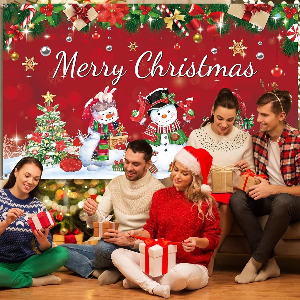 Christmas Background Banner Party Decoration Winter Snowman Christmas Background Merry Christmas Snowflake Decoration