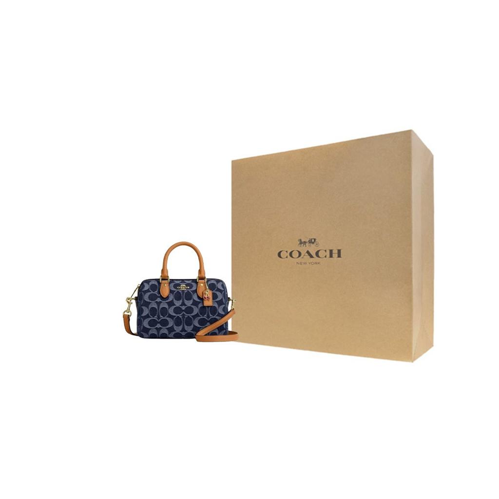 Coach Borsa a secchiello Rowan in tessuto, Borsa a tracolla piccola da donna Blu denim CY742-IMXIA