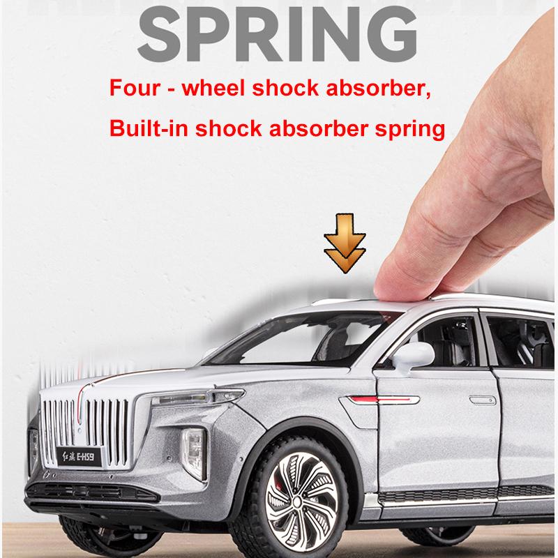 1/24 skala HongQi E-HS9 SUV Legering New Energy Car Model, Diecast Metal Lekekjøretøy Bilmodell Simulering Lyd og lys Barnegaver