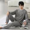 Half Fleece Pajamas Men'S Winter Thickened Fleece Coral Fleece Autumn And Winter Thermal Loungewear Set