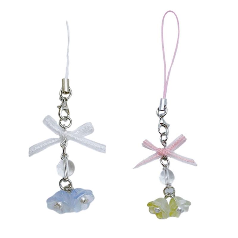 Bowknot Phone Charm Strap Keychain Keyring Lanyard String Flower Phone Chain