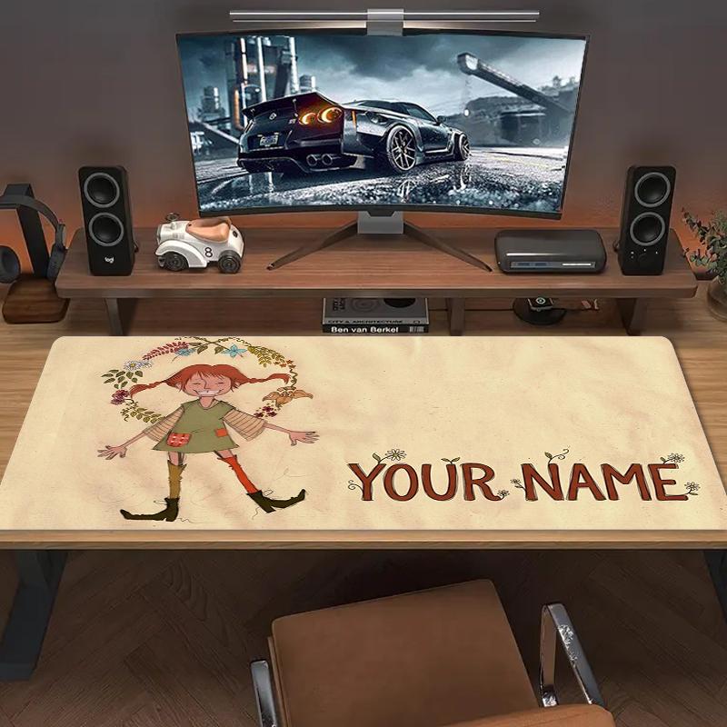 Custom Name Pippi Stocking Mouse Pad Large Gaming Table Cushion Non-slip Laptop Tablet Big Mousepad XXL Mat Mini PC Playmat With Lock edge_XIA