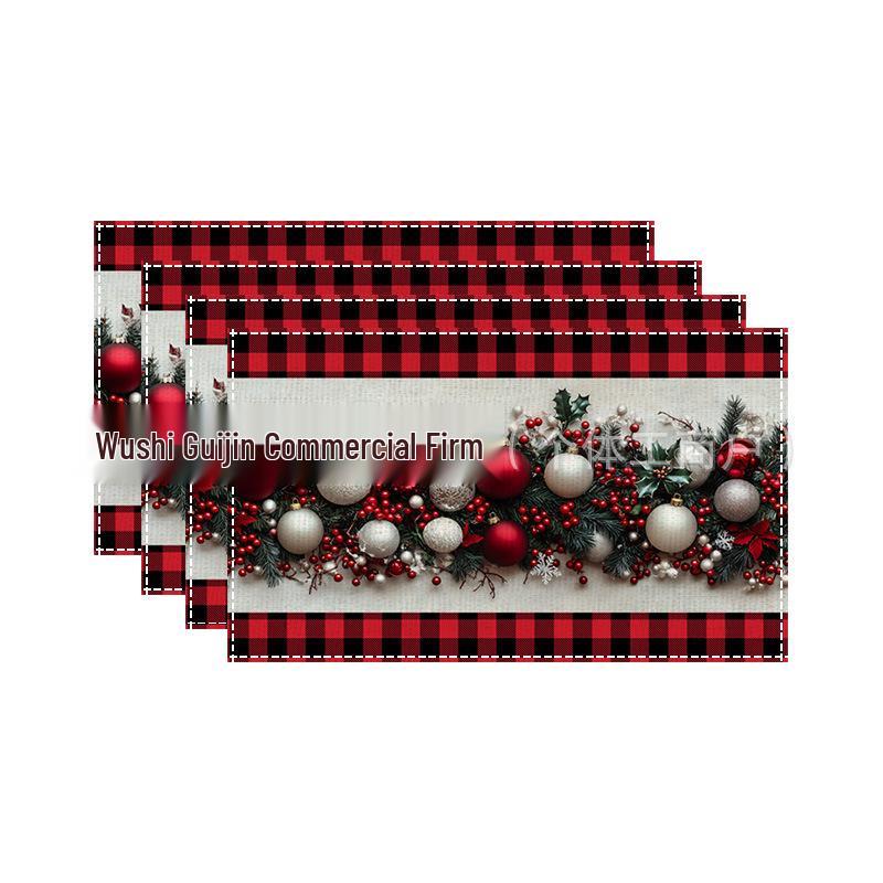 Digital Print Linen Christmas Placemat & Table Runner 30cm x 45cm