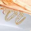 European & American Multi-layer Rhinestone Tassel Stud Earrings: Luxurious Stainless Steel Women's Dangles