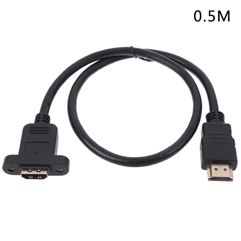 

1шт удлинительный кабель HDMI между мужчинами и женщинами позолоченный с винтовым кабелем для крепления на панели 0.5M