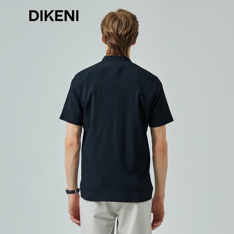 DIKENI Men s Casual Micro-Wrinkle Short Sleeve Shirt L