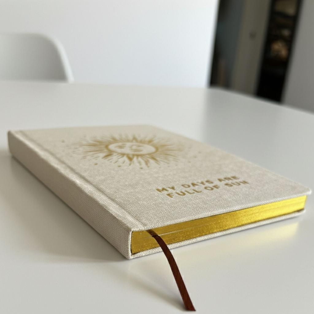 Ivory Gratitude Journal with Gold Lining – 120 Pages – My Days Are Full of Sun