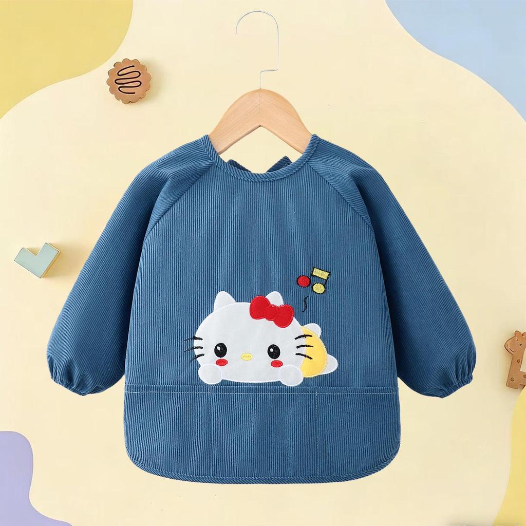 Waterproof Corduroy Baby Coveralls: Stain-Proof Unisex Autumn/Winter Eating Apron & Bib