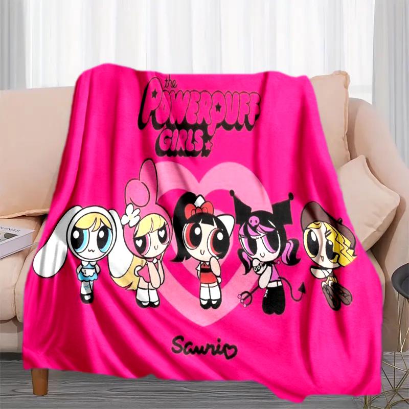 1PC The Powerpuff Girls printed blanket, all season lightweight home office outdoor nap multifunctional blanket A1