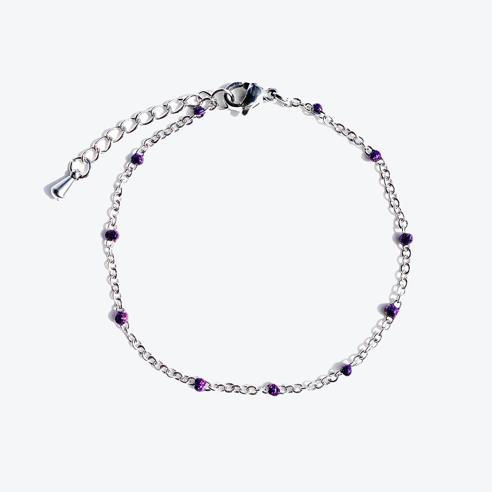 Rush Off Surgical Steel Purple Ball Point Chain Bracelet