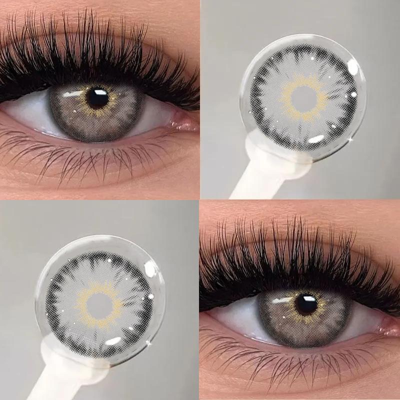 Mill Creek 2pcs Natural Color Contact Lenses For Eyes Green Blue Gray Iris Style Colored Cosmetics Softlens Yearly