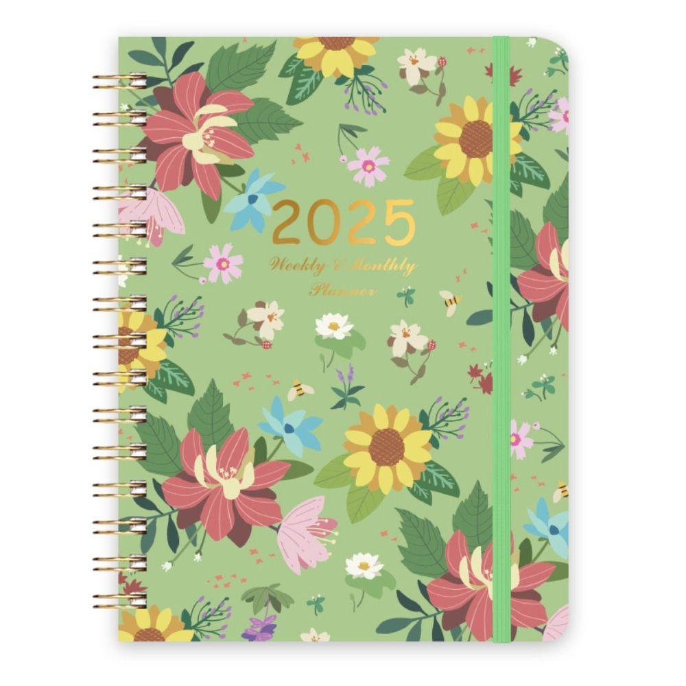 Loose-leaf Coil 2025 Agenda Planner Notebook Planner Organizer Flowers Diary Notebook Students