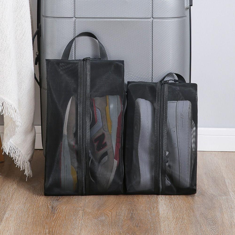 2Pcs Zipper Closure Travel Shoe Bags Breathable Sneaker Carrier Pack Portable Shoes Organizer  Beach