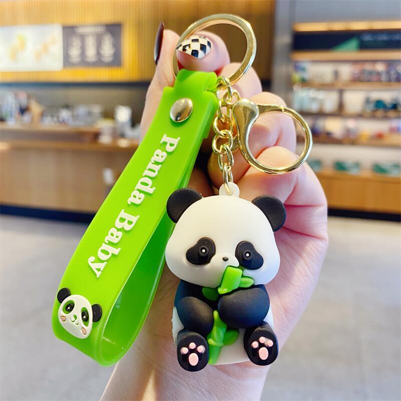3D soft rubber cartoon cute little panda keychain doll gift keychain factory direct sales creative small gift