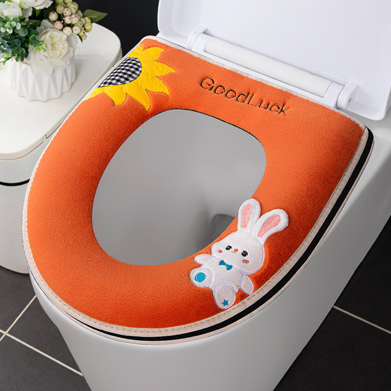 

All- Household Cartoon-themed Washable Toilet Seat Cover, Adhesive Toilet Seat Cover, Toilet Cushion, Toilet Seat Pad One Size помаранчевий
