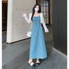 Denim Dress For Women With French Bow Tie Detail Long Sleeveless Summer Casual